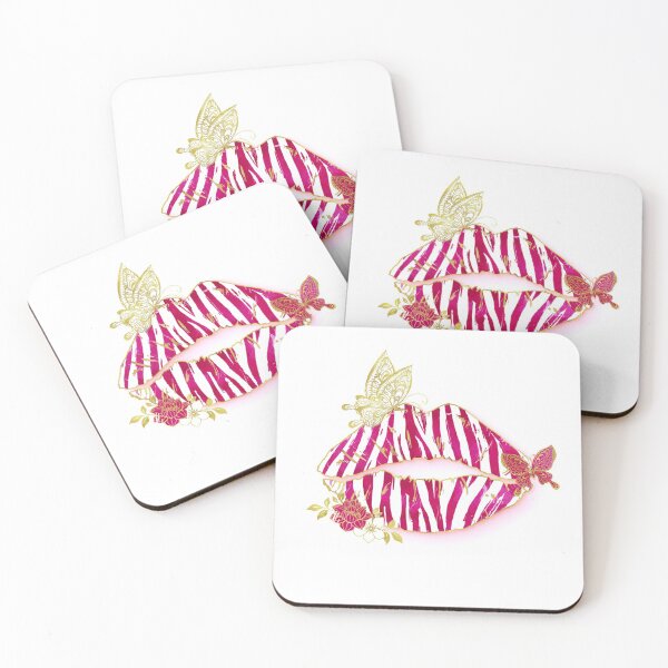Item preview, Pink Zebra Striped Butterfly Lips designed and sold by Lori P.