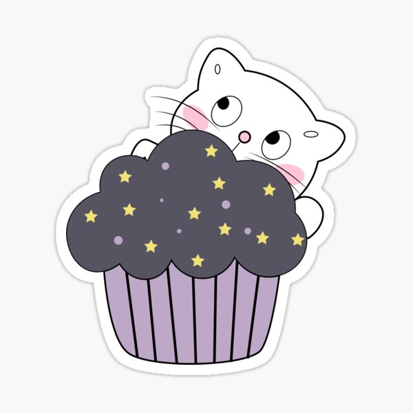 Kawaii Cupcake Cat Stickers for Sale