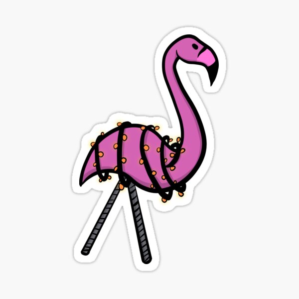 Lighted pink Flamingo Lawn Ornament Sticker