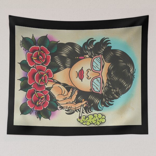 Item preview, 80’s girl watercolor painting   (Full size Throw)  designed and sold by Aloha-Life-808.