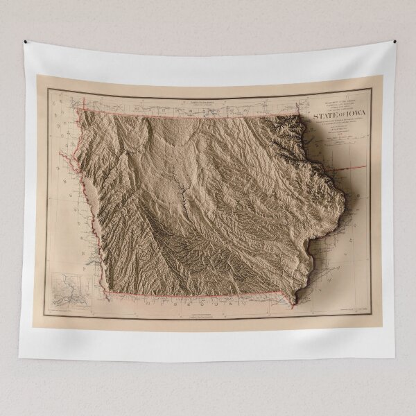Item preview, 1917 Iowa Relief Map 3D digitally-rendered designed and sold by ThinkAboutMaps.