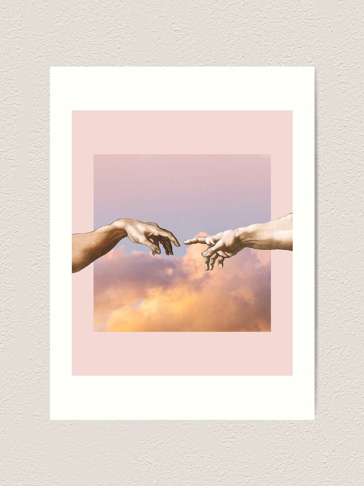 Michelangelo's The Creation of Adam Sunset Cloud Aesthetic Art Print for  Sale by ind3finite