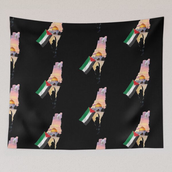 Item preview, Boy Hold Palestine Flag Palestinians Map Jerusalem's City designed and sold by musgroveart.