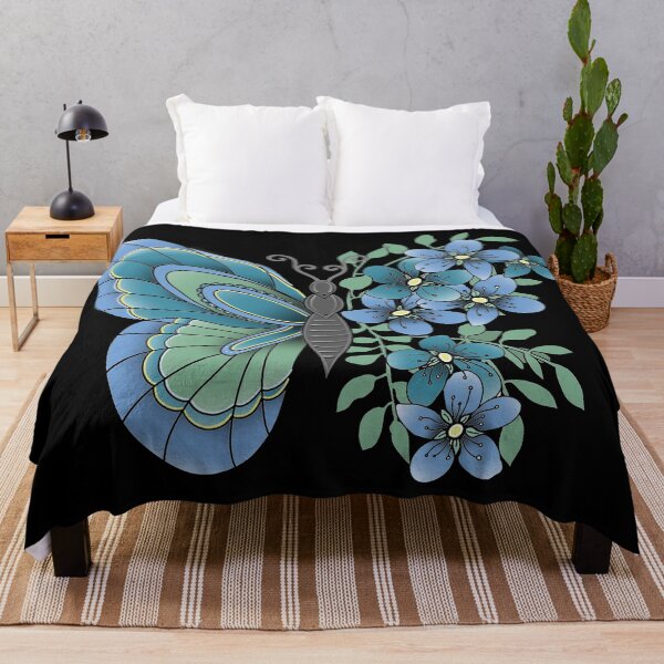 Item preview, Butterflies and Flowers, Popular Tattoo Design,Blue Flowers designed and sold by 10pmCreations.