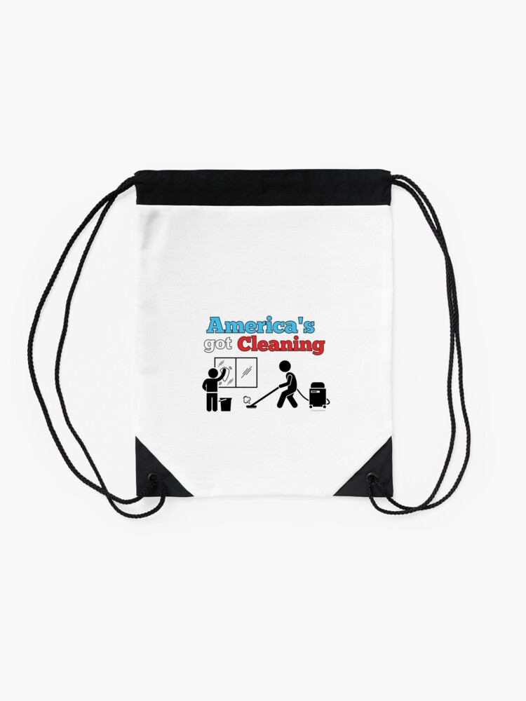 Thumbnail 2 of 3, Drawstring Bag, America's Got Cleaning Window Washing and Vacuuming Fun designed and sold by SavvyCleaner.