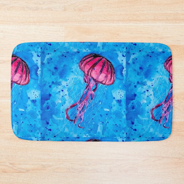 Item preview, Jellyfish on blue background designed and sold by Pintarrajearte.