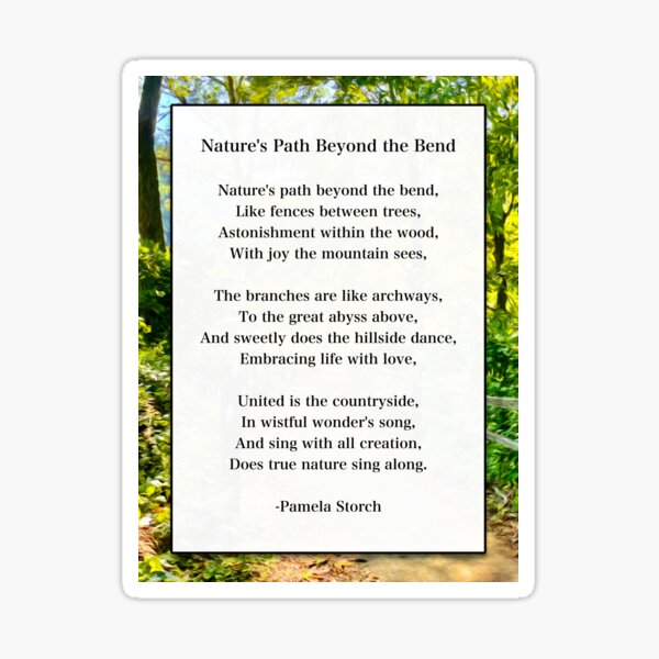 Nature's Path Beyond the Bend Poem Sticker