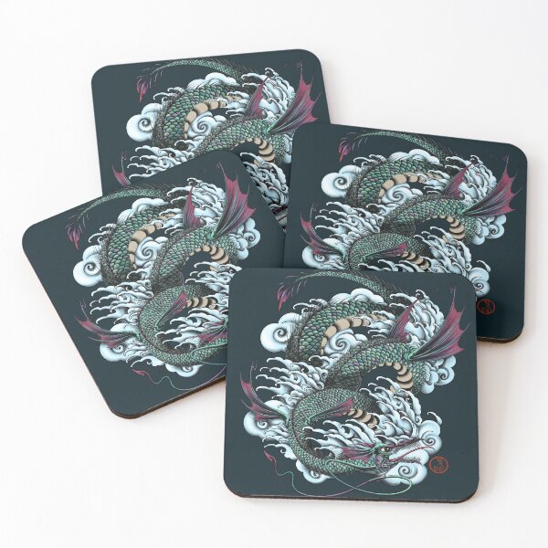 Item preview, Leviathan from Final Fantasy series of games done in a traditional Japanese old-school tattoo style designed and sold by SamInJapan.