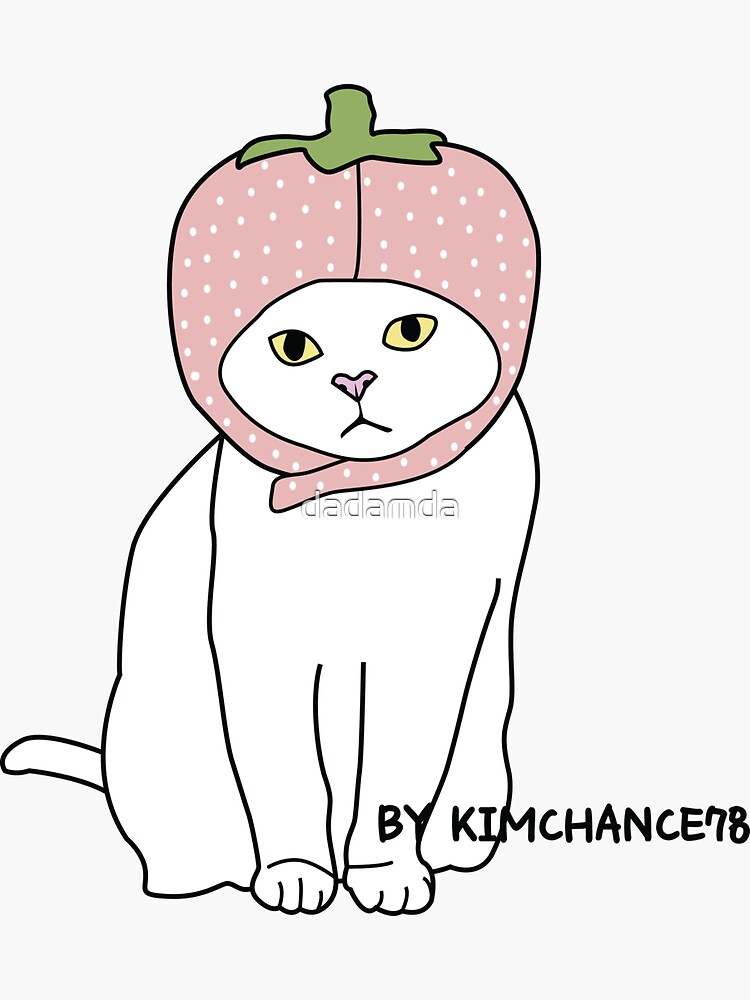 "cute cat print design korea." Sticker by dadamda Redbubble