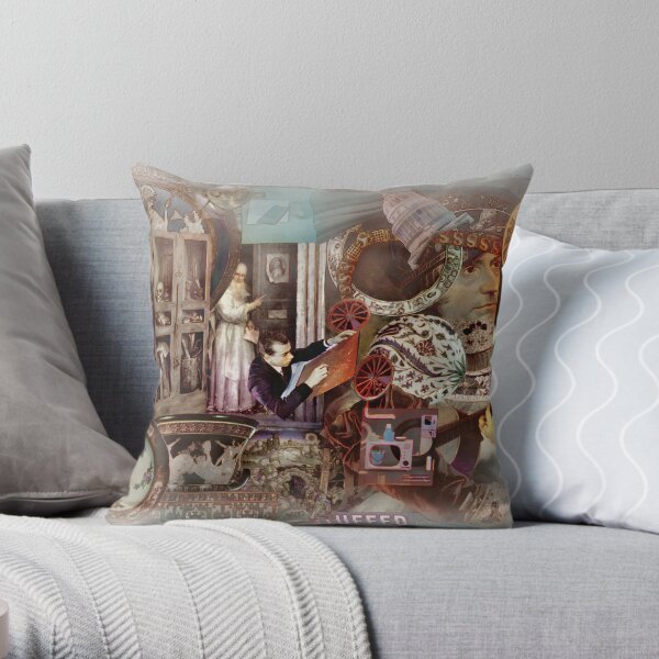 Portrait of Grayson Perry with Broken Vase Whilst at Sea with Ghost Looking for Woodworm. Throw Pillow