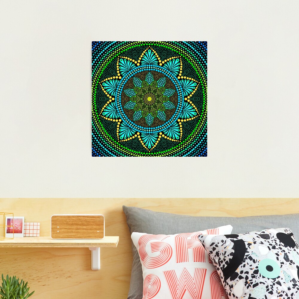 Floor Pillow Cover - Square Green - Mandala Life ART