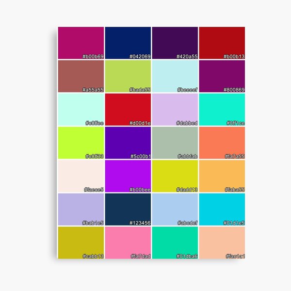  Hex Codes Canvas Print For Sale By RainyMeadows Redbubble