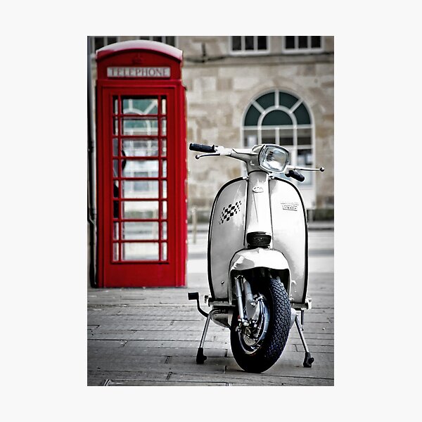 Italian White Lambretta GP Scooter Photographic Print