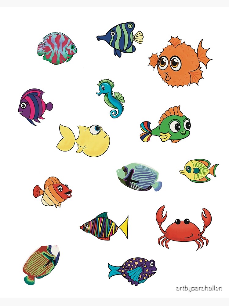 A Shoal of brightly coloured Fish Art Board Print for Sale by