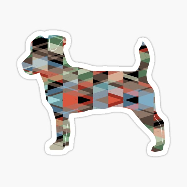 Jack Russell Terrier - Colorful Geometric Pattern - Plaid Sticker
