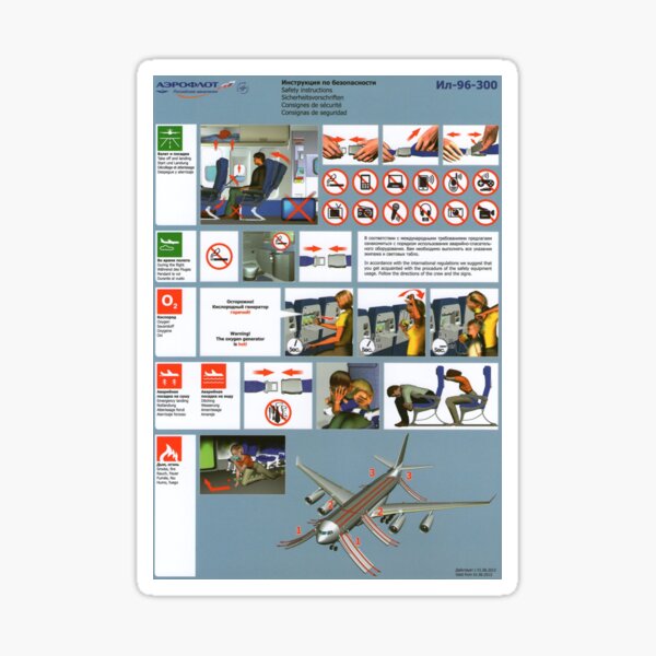 Aeroplane Safety card - AEROFLOT ILYUSHIN II-96 Sticker