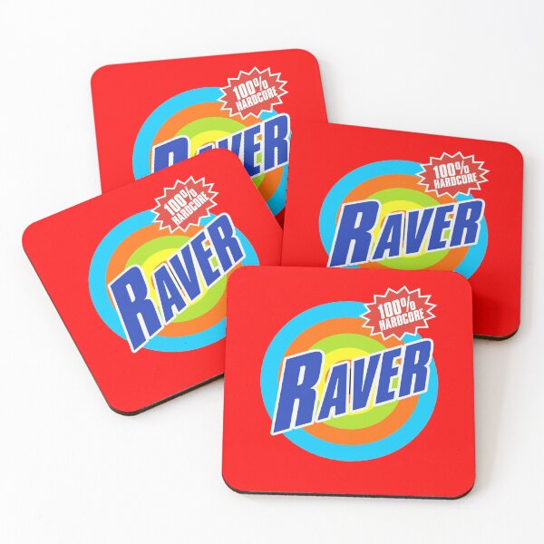 Artikelvorschau, 100% Hardcore Raver - Blue Raver auf mehrfarbigem Bullseye. entworfen und verkauft von NearTheKnuckle.