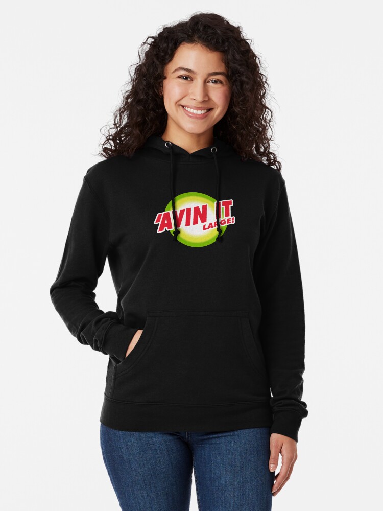 Alternate view of 'Avin It Large! - Red Rave text on multicolour bullseye. Lightweight Hoodie