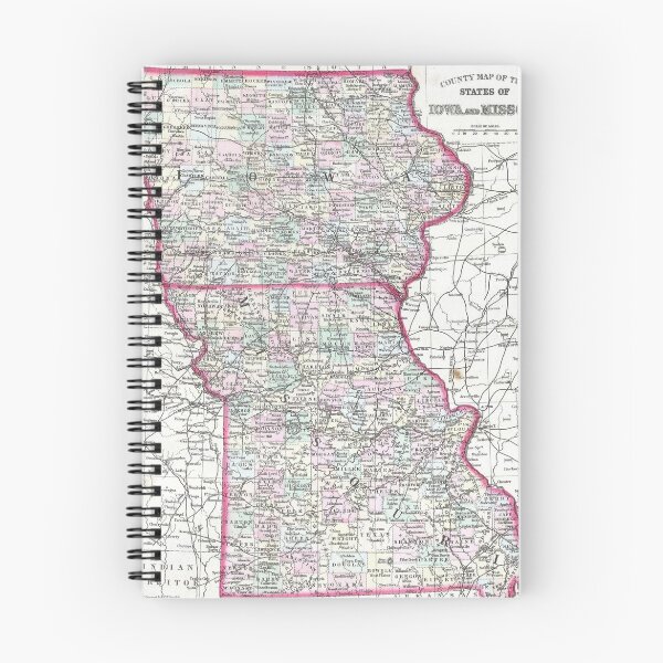 Item preview, Vintage Iowa and Missouri Map (1874) designed and sold by BravuraMedia.