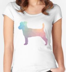 Jack Russell Terrier - Colorful Geometric Pattern - Pastel Women's Fitted Scoop T-Shirt