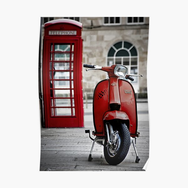 Italian Red Lambretta GP Scooter Poster