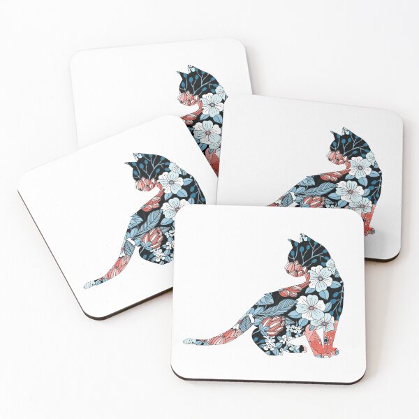 Item preview, cat with floral pattern designed and sold by vashumaso.