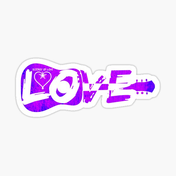 Love Guitar Textured Pink & Blue Sticker