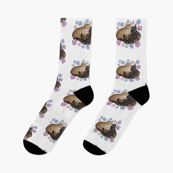Item preview, Two Cats with  Flowers designed and sold by Blacklightco.