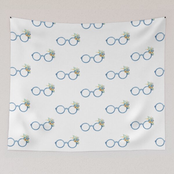 Item preview, Blue Round Glasses With A Floral Bouquet designed and sold by Primroaddesigns.