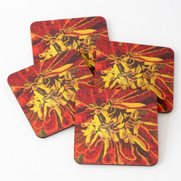 Item preview, Abstracted Floral - Mesmerizing Mosaic in Bold Reds and Yellows designed and sold by Georgia Mizuleva.