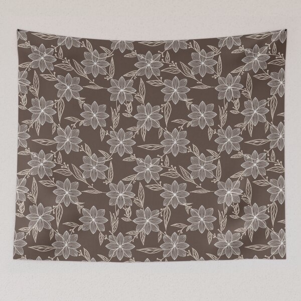 Item preview, White and brown floral pattern designed and sold by Tanuja  Sharma.