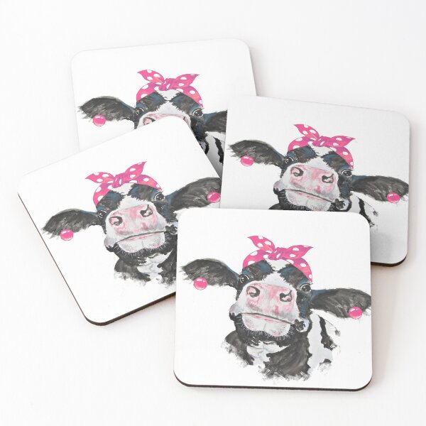 Item preview, Pink bandana cow watercolor designed and sold by Lori P.