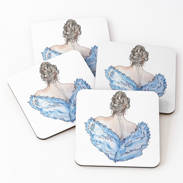 Item preview, Drawing of women from the back with a scarf blue designed and sold by Galeria-S.
