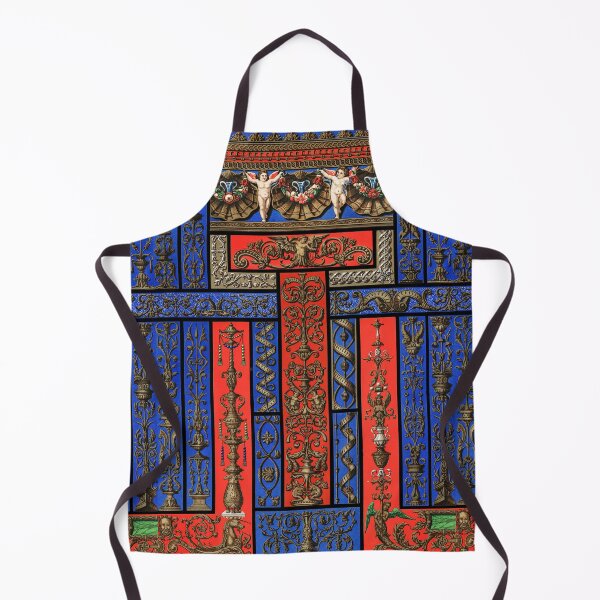 Item preview, RENAISSANCE DECOR WITH FLORAL SWIRLS,CUPIDS ANS SEA SHELLS IN RED BLUE BLACK designed and sold by BulganLumini.