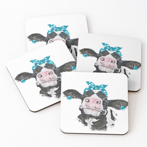 Item preview, Teal Dairy Cow Bandanna Ball Earrings designed and sold by Lori P.