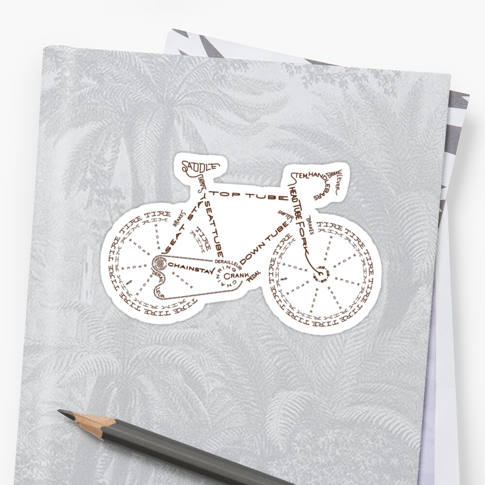 "Bike in Words" Stickers by Hendude - Stf,small,600x600 C,0,0,1000,1000.u2