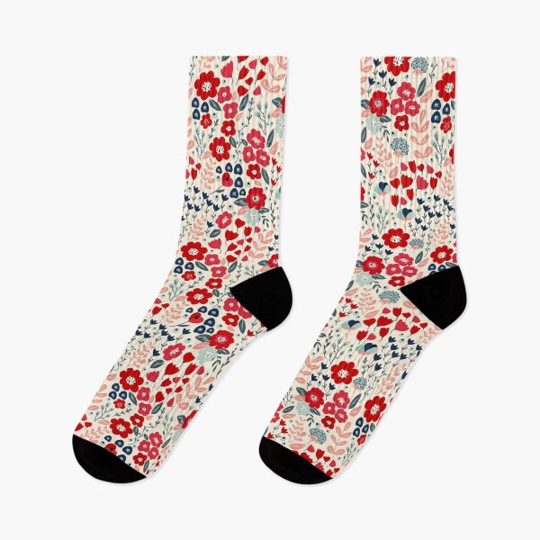 Item preview, Ditsy Florals, Reds and Navy designed and sold by meggydesigns.