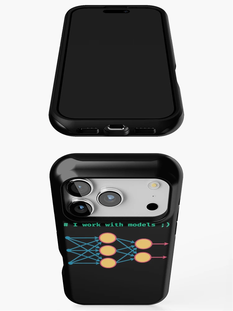 Thumbnail 3 of 4, iPhone Case, I Work With Models Machine Learning ML coding programming joke designed and sold by GGThrill.