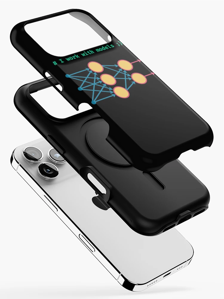 Thumbnail 2 of 4, iPhone Case, I Work With Models Machine Learning ML coding programming joke designed and sold by GGThrill.