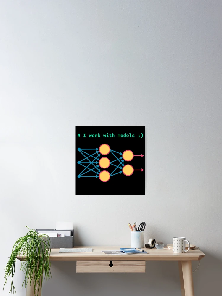 Thumbnail 2 of 3, Poster, I Work With Models Machine Learning ML coding programming joke designed and sold by GGThrill.