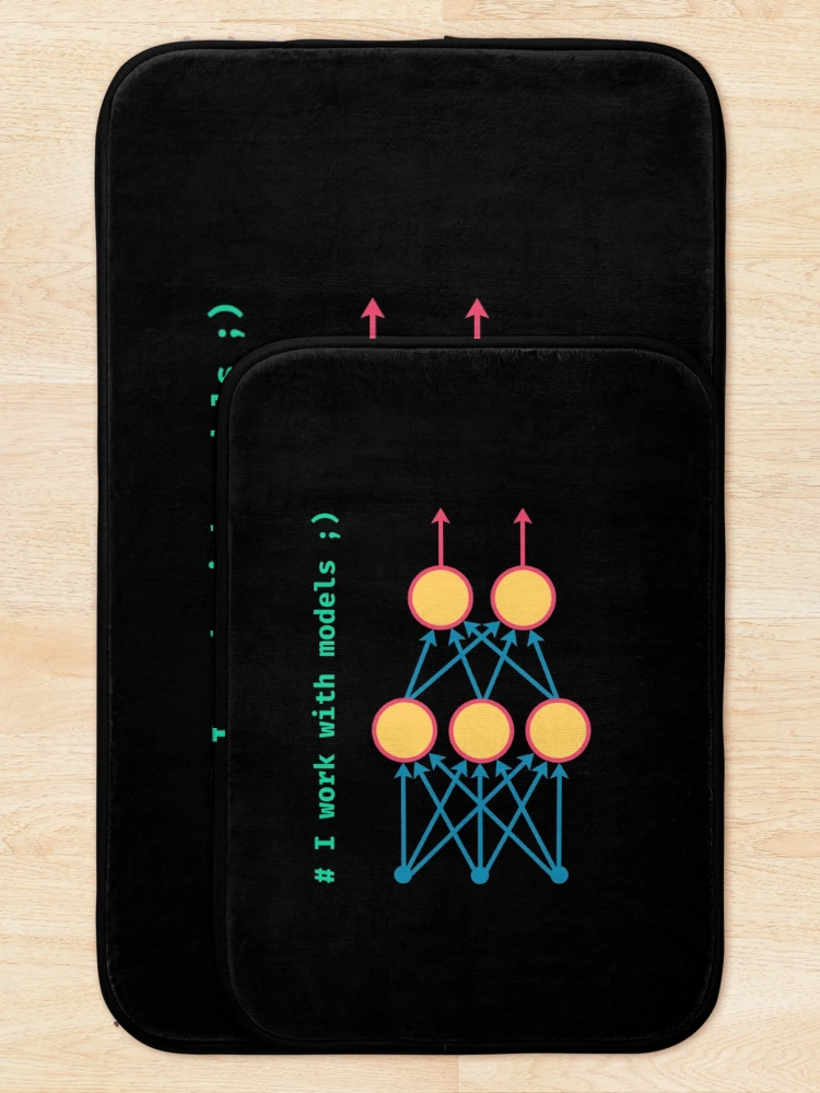 Thumbnail 5 of 6, Bath Mat, I Work With Models Machine Learning ML coding programming joke designed and sold by GGThrill.