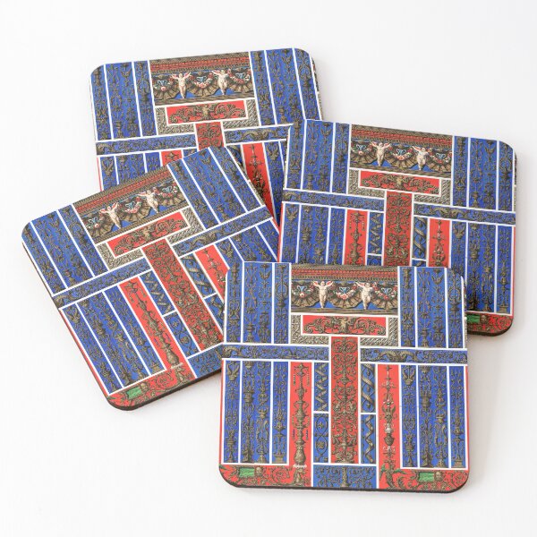 Item preview, RENAISSANCE DECOR WITH FLORAL SWIRLS,CUPIDS ANS SEA SHELLS IN RED BLUE WHITE designed and sold by BulganLumini.