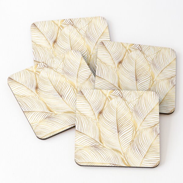 Item preview, Gold Leaves White Elegant Pattern designed and sold by NdesignTrend.