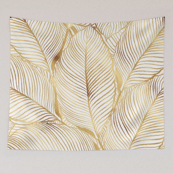 Item preview, Gold Leaves White Elegant Pattern designed and sold by NdesignTrend.