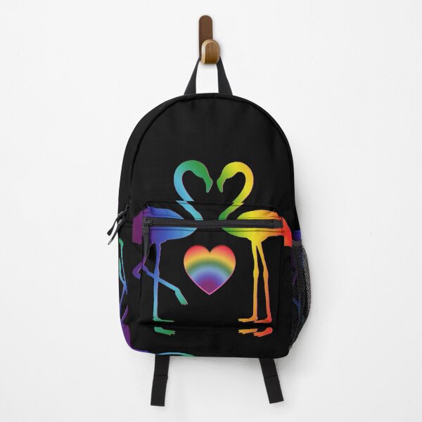 Item preview, Rainbow Flamingo Love: Pride Tropical Heart Art on Black Noire designed and sold by Art-PraveenRai.