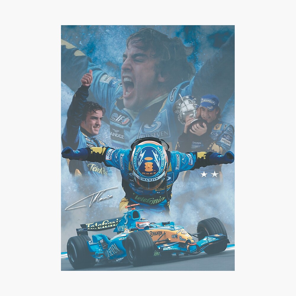 F1 Toppsf1 Podium Poster - Fernando Alonso Canvas Art, Waterproof Ink,  Unframed