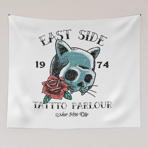 Item preview, East Side Tattoo Parlour, Studio Cat Skull Logo Design designed and sold by Proverbial Wisdom Design.