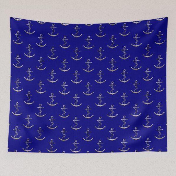 Item preview, Silver Anchor Repeating Pattern (Navy Blue) designed and sold by Pendy777.