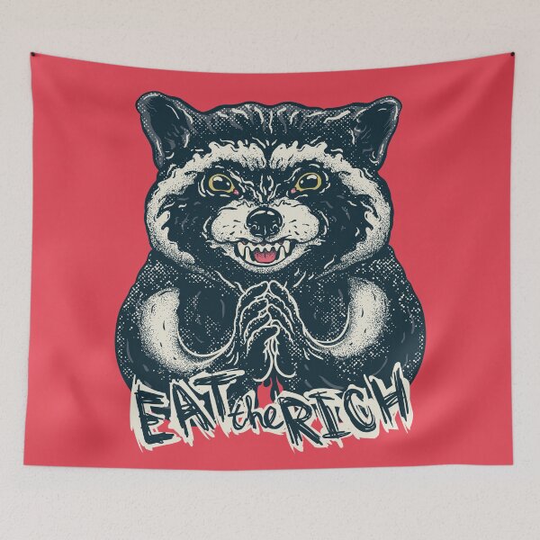 Item preview, Eat the Rich - Evil Raccoon - Funny Thanksgiving Dinner Socialist Racc Animal Saying Quote Socialism Super Dank Ironic Meme Anticapitalist Anti Capitalist Anti Capitalism Millionaire Billionaire designed and sold by Any Color Designs.