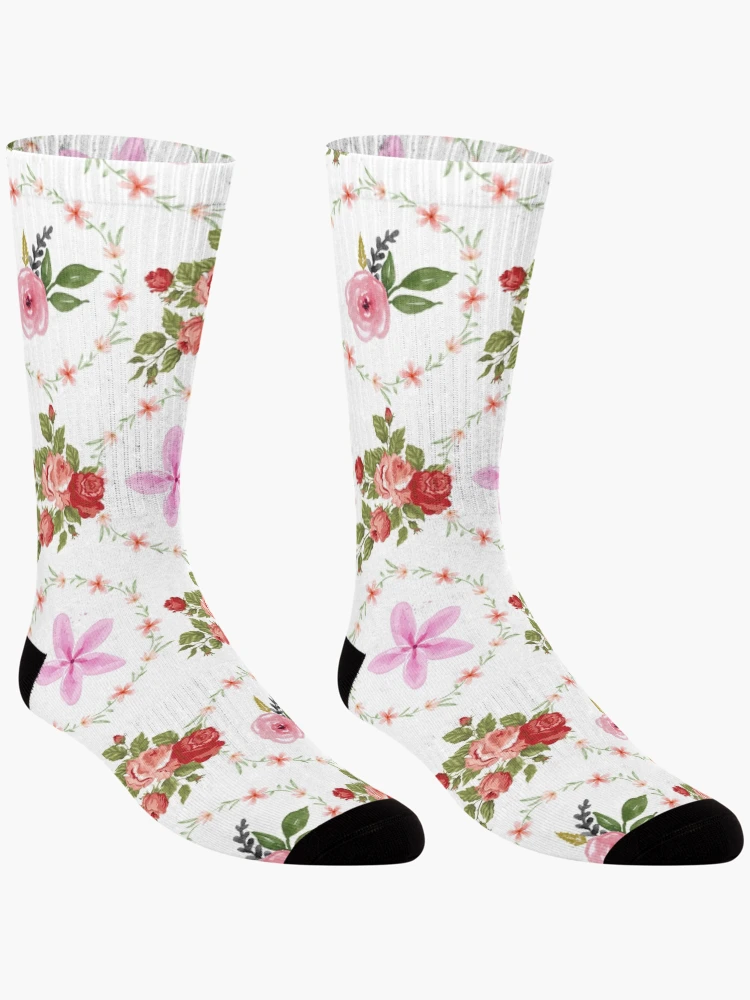Thumbnail 3 of 5, Socks, Flowers Patterns - Roses designed and sold by Jecilii.